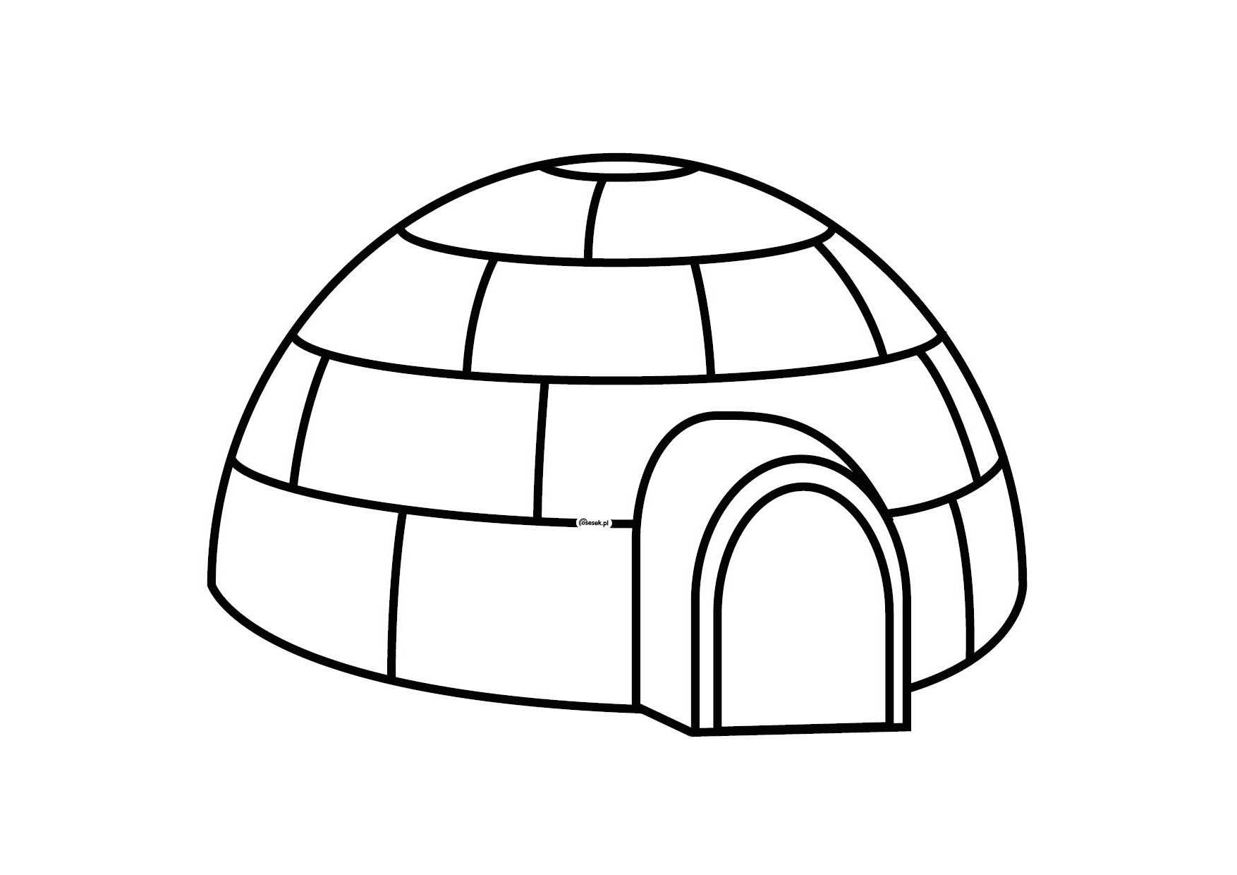Igloo with rounded entrance coloring page