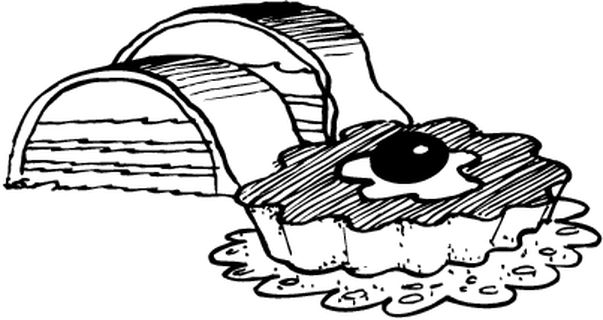 Loaves of bread and a fried egg tart coloring page