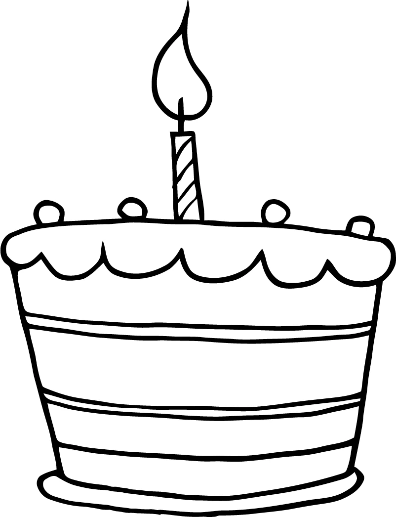 Birthday cake with a single candle coloring page Birthday cake with a single candle coloring page