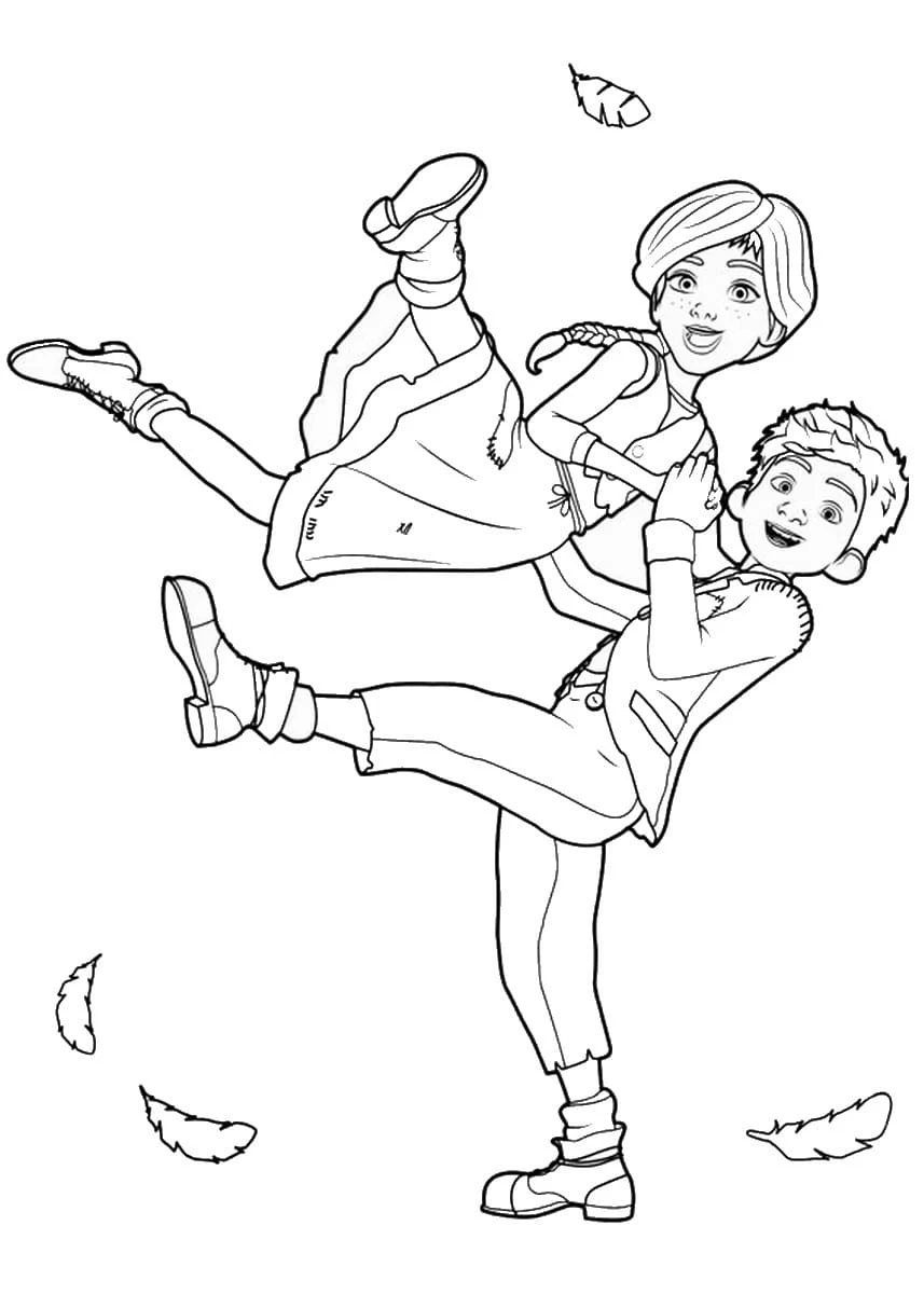 Ballerina Félicie dancing with Victor coloring page