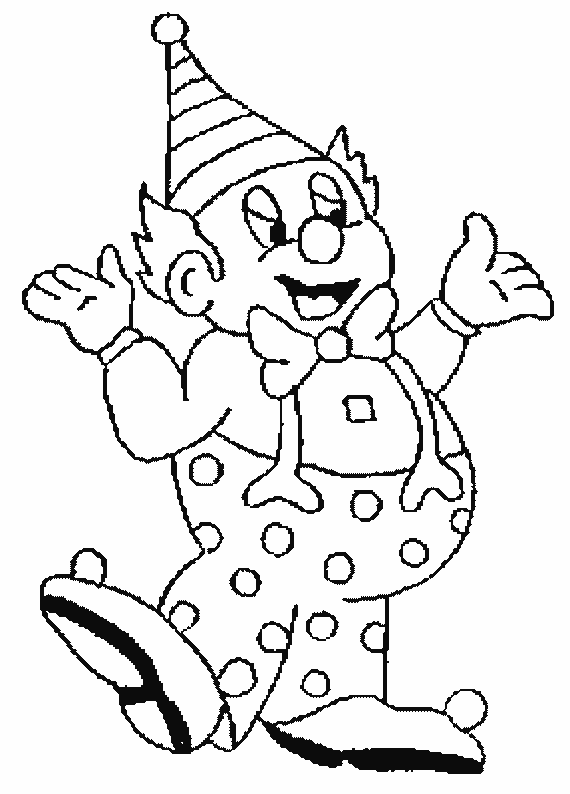 Clown walking with arms raised coloring page Clown walking with arms raised coloring page