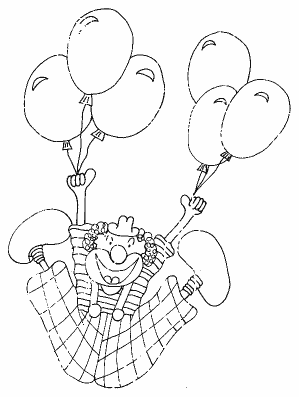 Clown holding balloons in each hand coloring page Clown holding balloons in each hand coloring page
