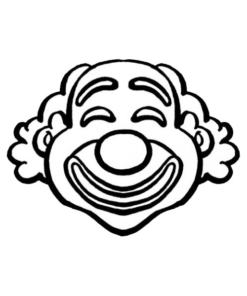Clown face smiling with round nose coloring page