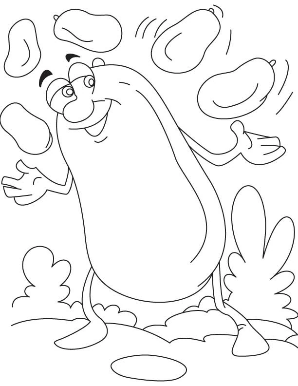 Juggler bean juggling smaller beans coloring page Juggler bean juggling smaller beans coloring page