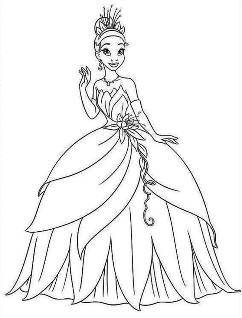 Printable Princess Tiana line art #181976 from the Cartoon Characters collection to color