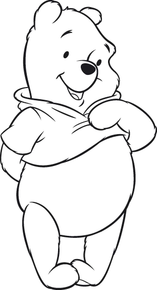 Winnie the Pooh smiling with arms crossed coloring page
