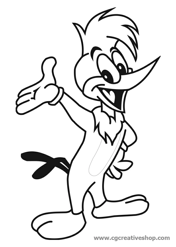 Free printable Woody Woodpecker coloring picture #28538 in the Cartoon Characters collection