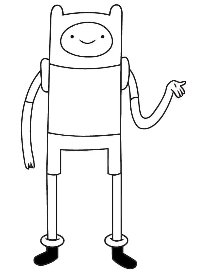 Finn the Human standing and smiling coloring page