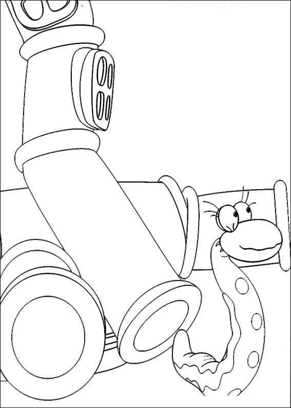 Missy Hissy near Andy Pandy's cart coloring page