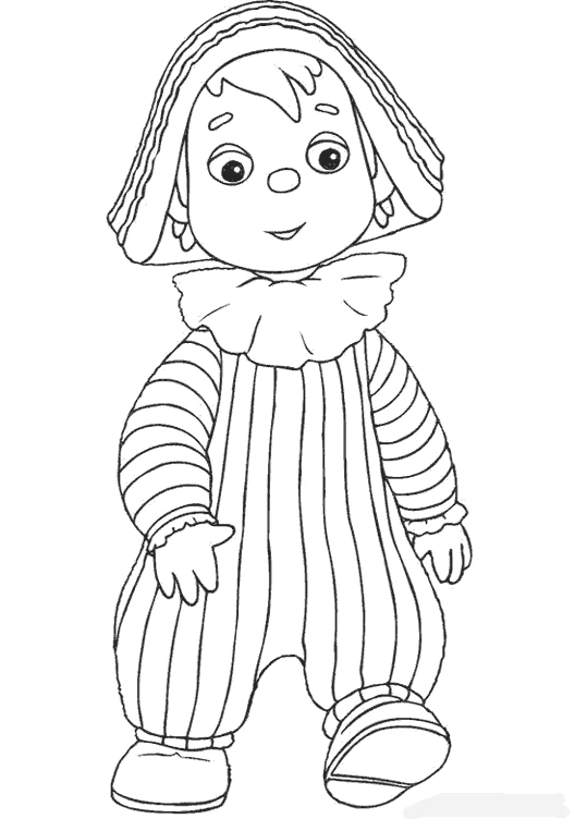 Andy Pandy standing with a striped outfit coloring page