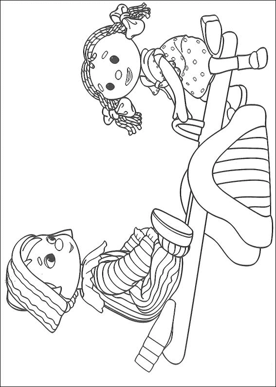 Andy Pandy with Looby Loo climbing a ladder coloring page