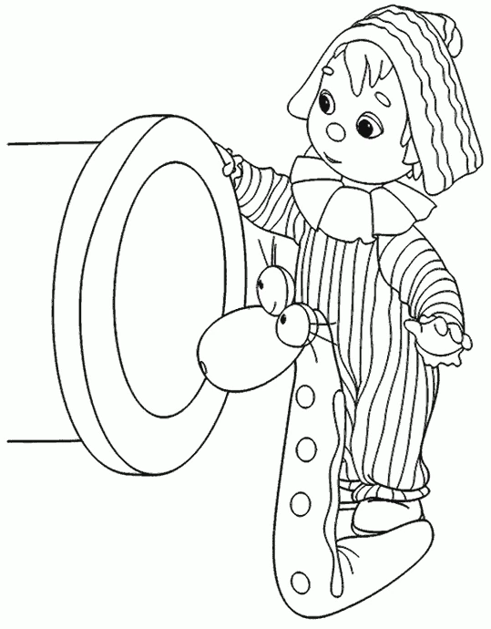 Andy Pandy playing a cymbal coloring page