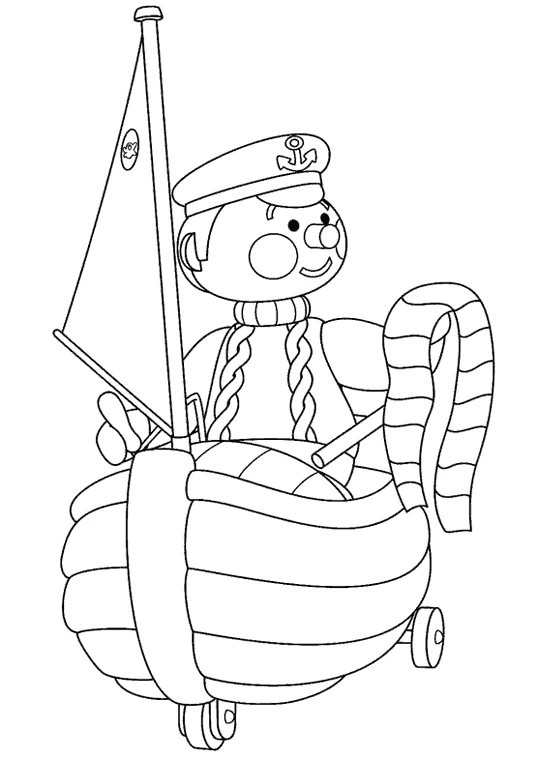 Andy Pandy in a sailor boat toy coloring page