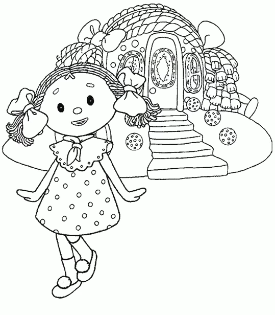 Andy Pandy's friend Looby Loo near her house coloring page