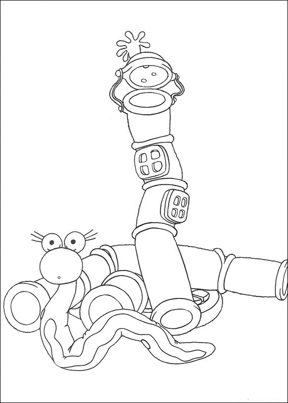 Andy Pandy's Looby Loo and a curious snake toy coloring page