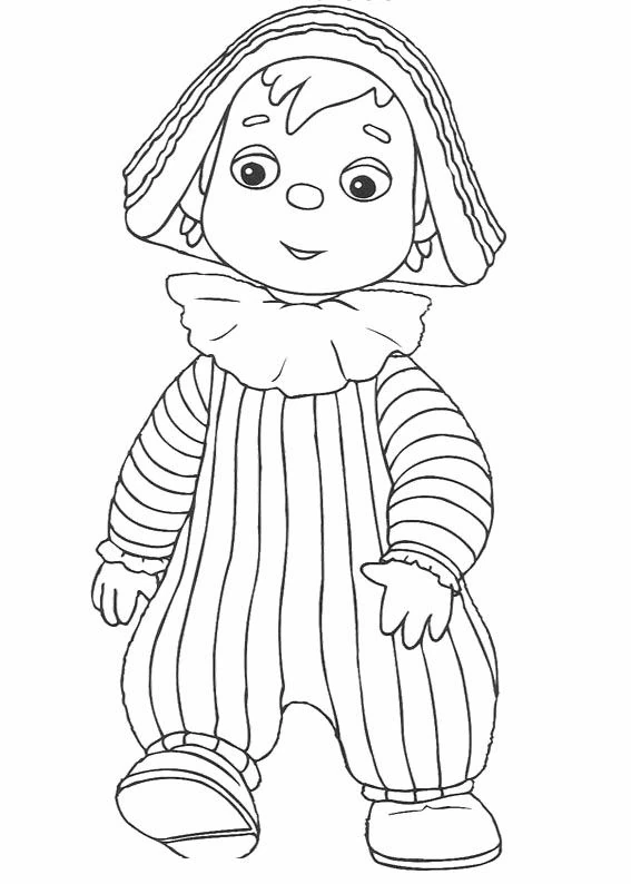 Andy Pandy standing in his striped costume coloring page