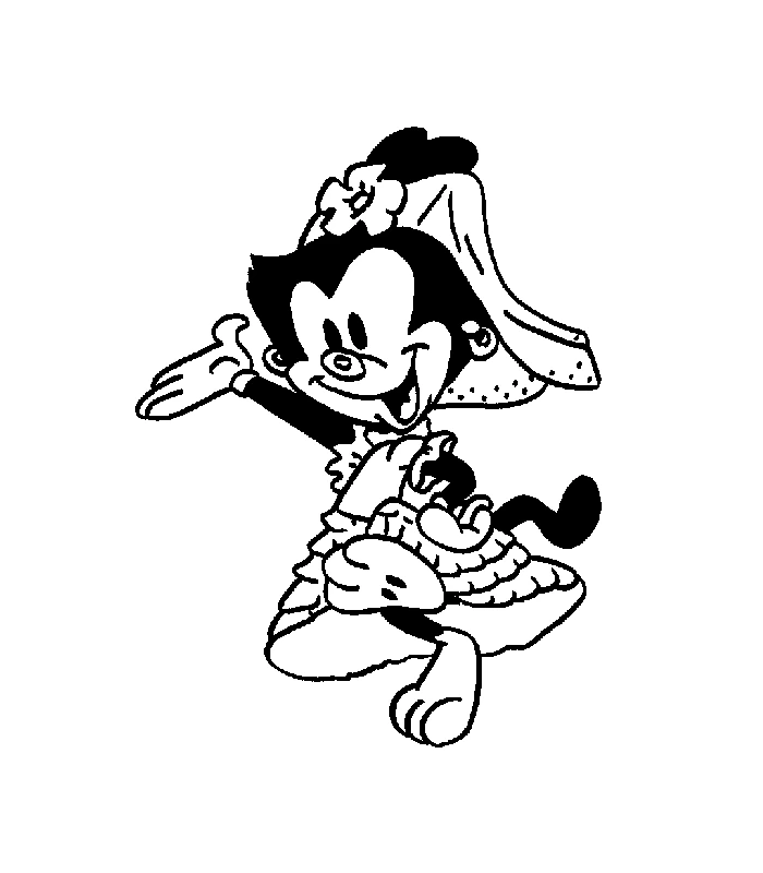 Dot posing playfully in a big bonnet coloring page