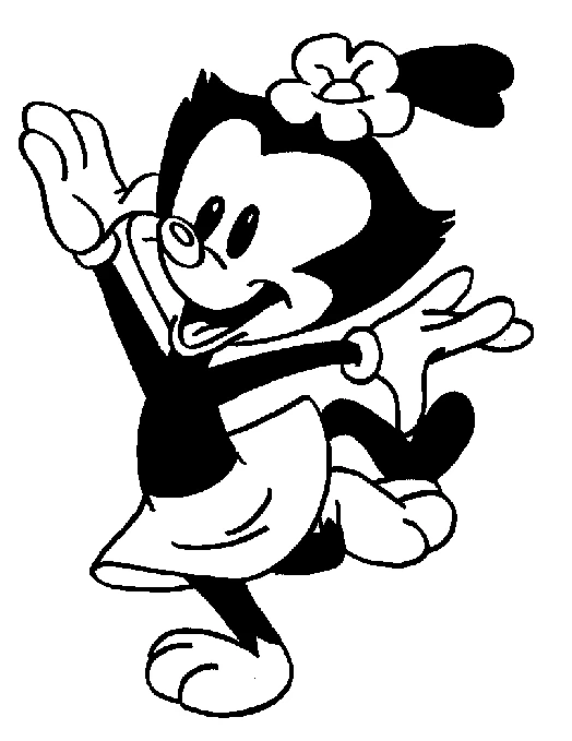 Dot from Animaniacs dancing joyfully coloring page