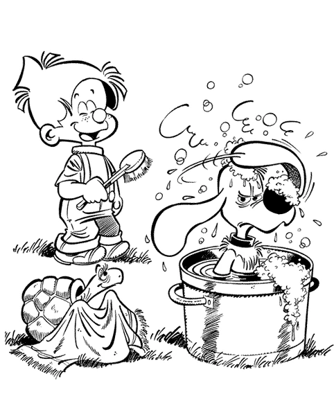 Billy and Buddy bath time coloring page