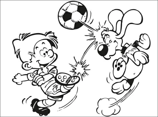 Billy and Buddy playing football coloring page Billy and Buddy playing football coloring page