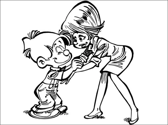 Billy offering flowers to his mom coloring page