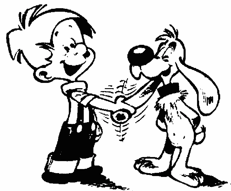 Billy and Buddy shaking hands and laughing coloring page
