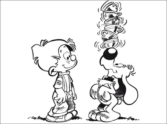 Billy and Buddy balancing bowls coloring page