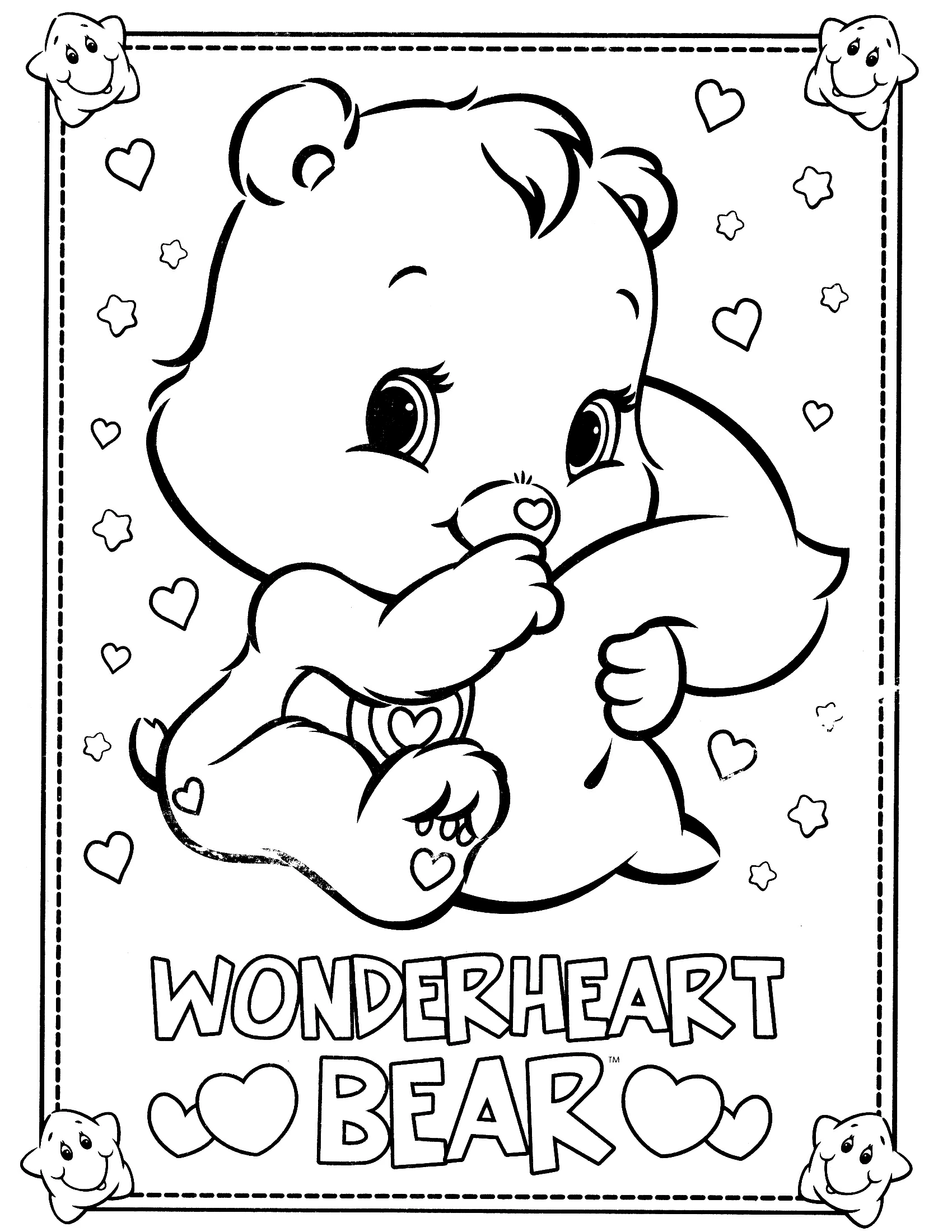 Wonderheart Bear holding a little heart coloring page Wonderheart Bear holding a little heart coloring page