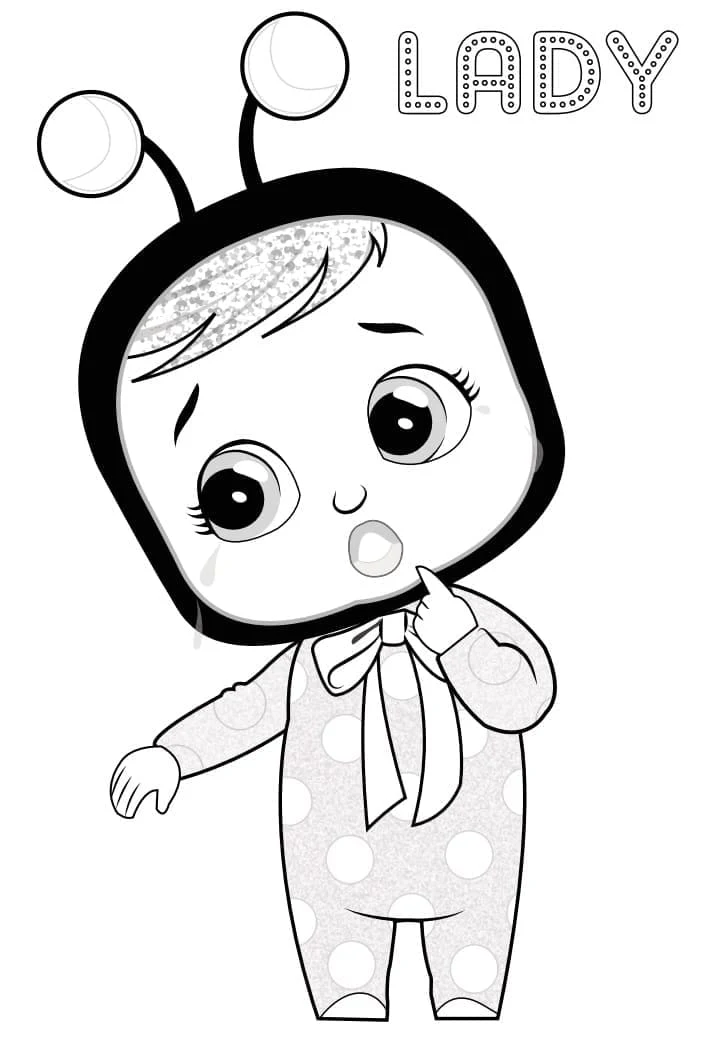 Lady with polka dot pajamas and antenna hood coloring page Lady with polka dot pajamas and antenna hood coloring page