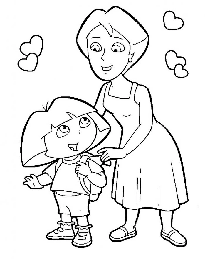 Printable Dora the Explorer line art #29903 from the Cartoons and Animated Shows collection to color