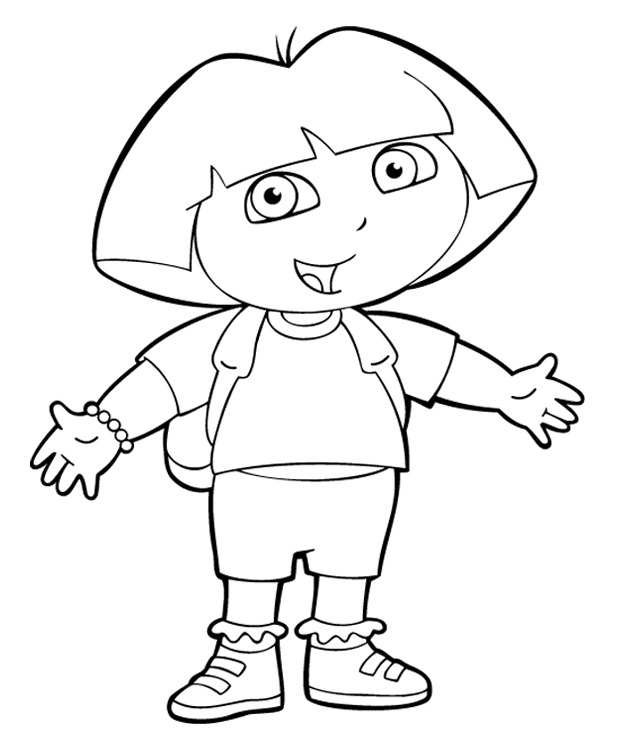 Dora the Explorer smiling with arms open coloring page