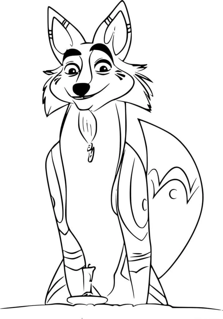 Zuzo the fox standing and smiling coloring page Zuzo the fox standing and smiling coloring page