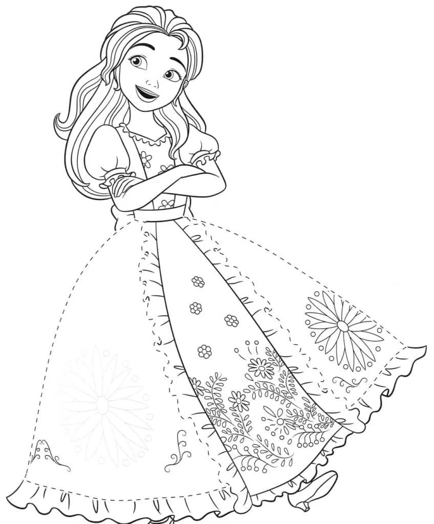 Isabel from Elena of Avalor in a flowing ball gown coloring page Isabel from Elena of Avalor in a flowing ball gown coloring page