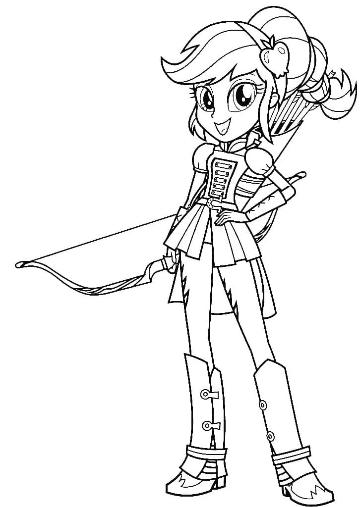 Applejack holding a bow and arrow coloring page