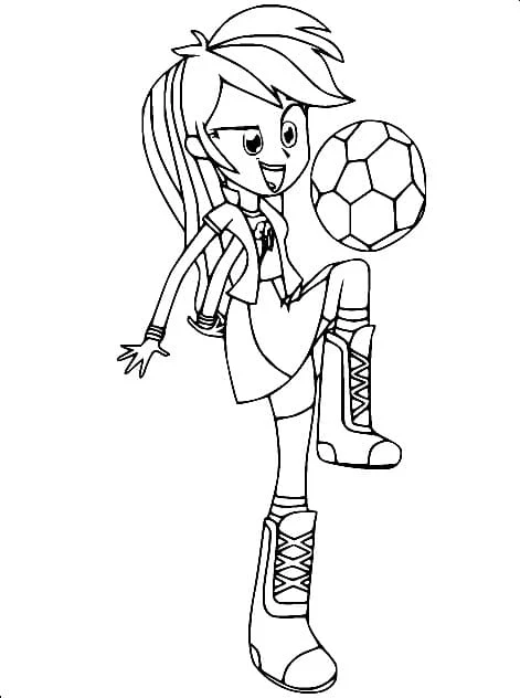 Rainbow Dash playing soccer coloring page Rainbow Dash playing soccer coloring page