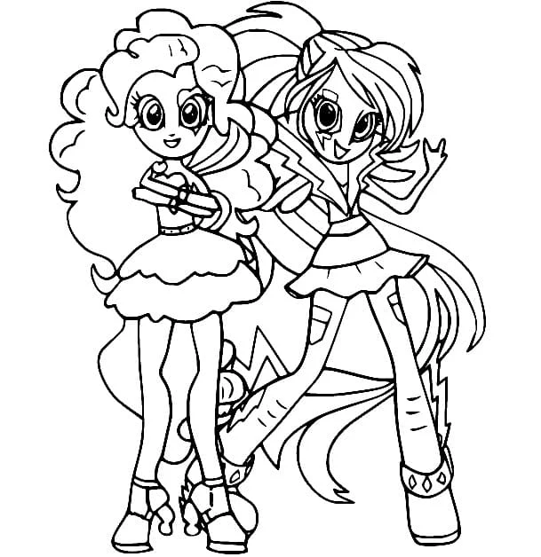 Pinkie Pie and Rainbow Dash posing together coloring page