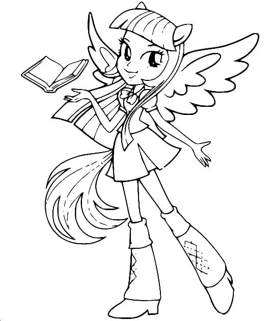 Twilight Sparkle flying with a book coloring page Twilight Sparkle flying with a book coloring page