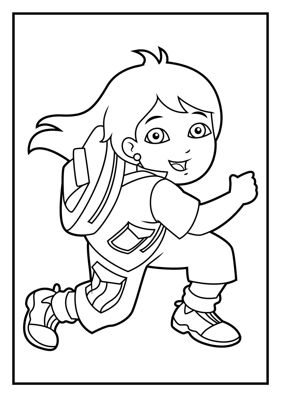 Diego running with his backpack coloring page Diego running with his backpack coloring page