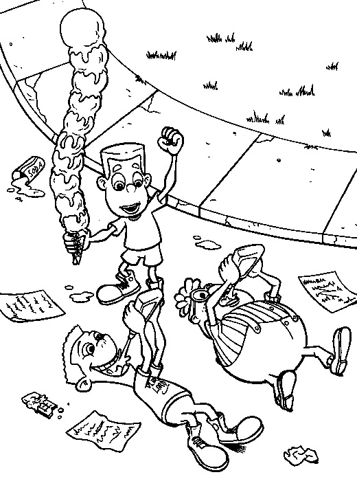 Jimmy Neutron holding a giant melting ice cream cone coloring page