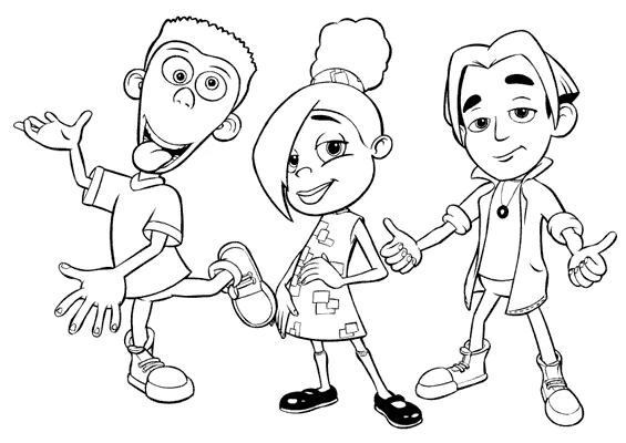 Jimmy Neutron's friends posing together coloring page