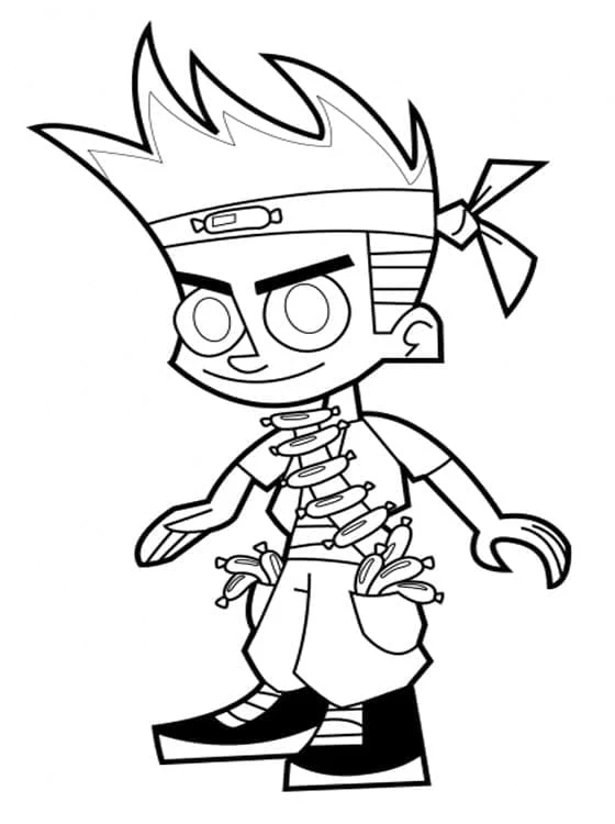 Johnny Test with spiky hair and headband coloring page