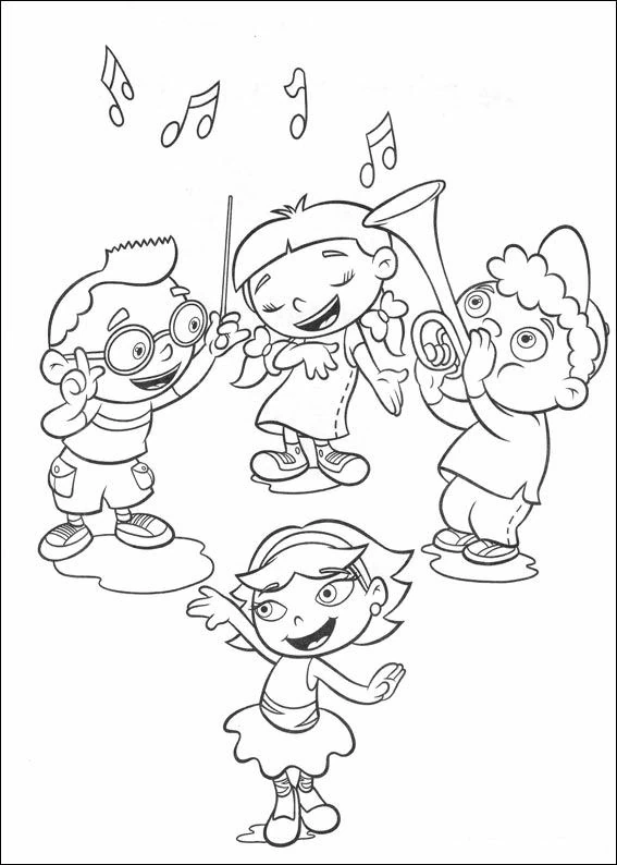 Little Einsteins making music together coloring page