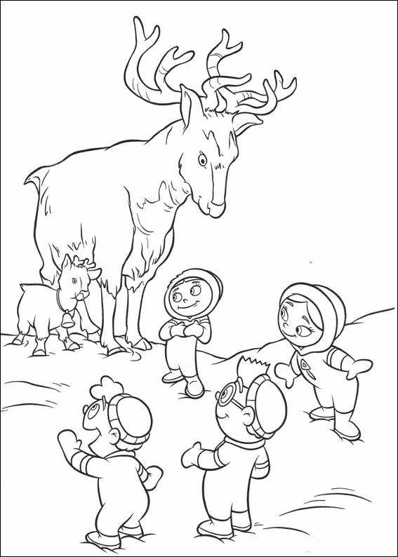 Little Einsteins meeting a reindeer family coloring page