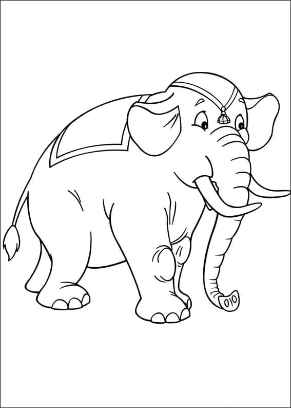 Elephant from Marcelino wearing a headband coloring page