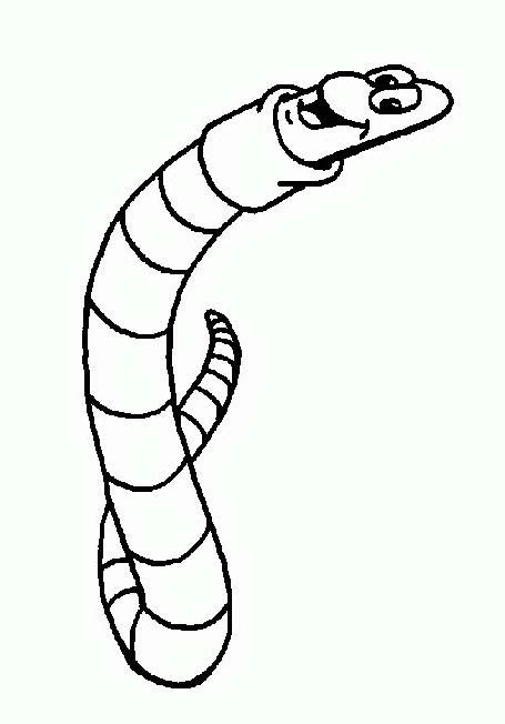 Smiling worm stretching upward coloring page