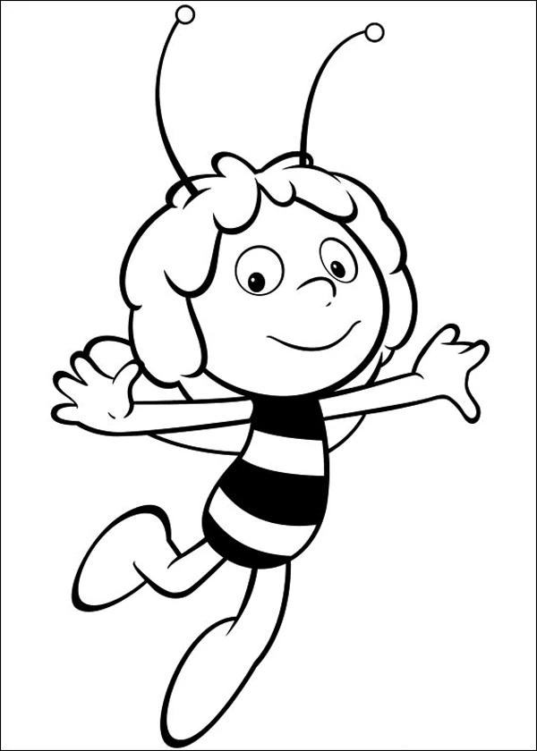 Maya the bee with arms wide open coloring page