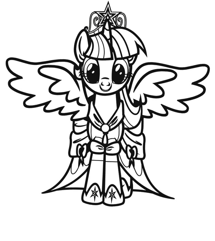 My Little Pony princess with wings and cape coloring page
