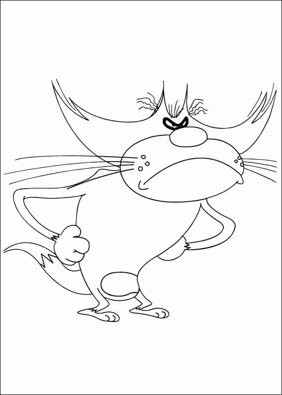 Oggy standing with hands on hips coloring page
