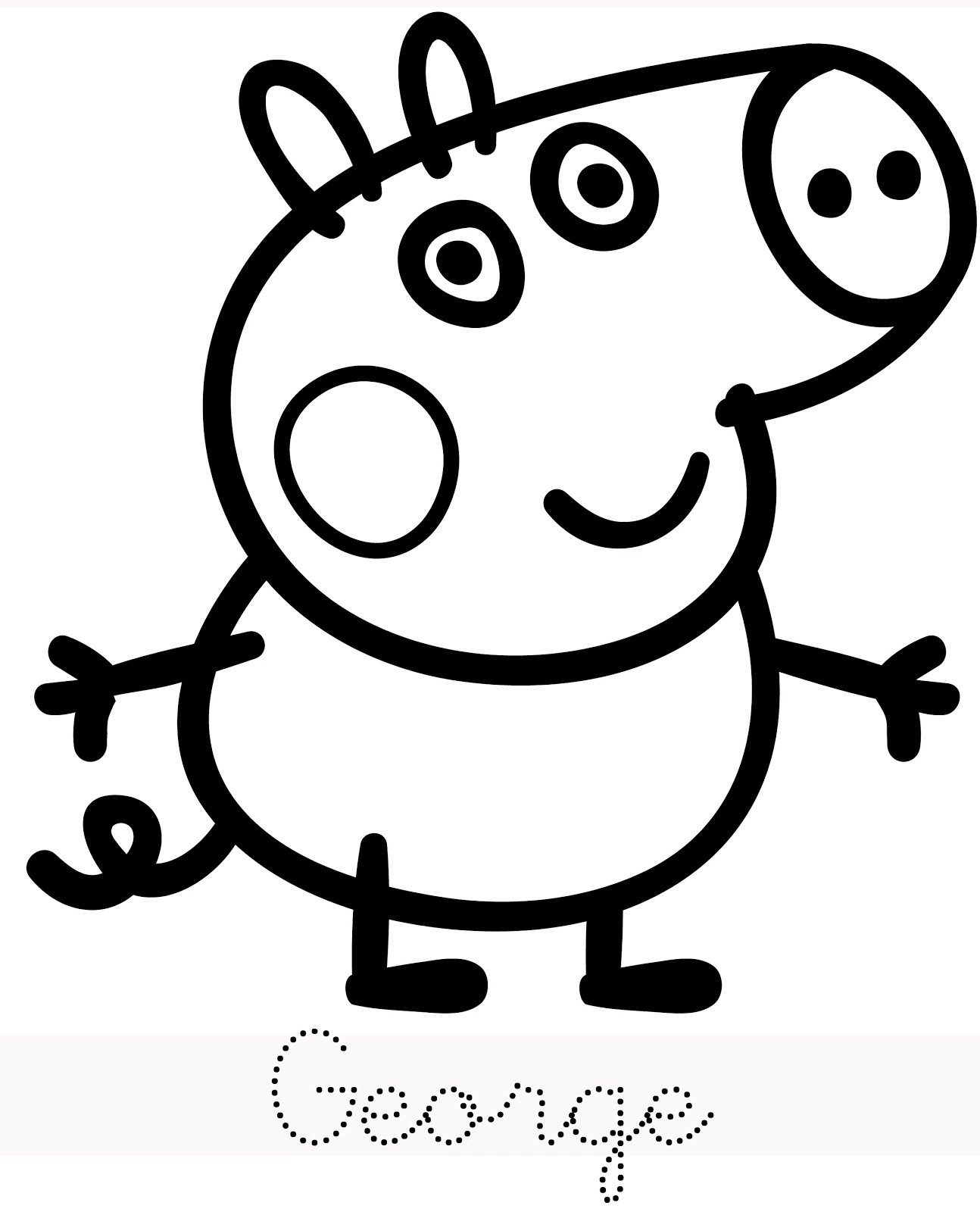 George Pig standing with arms out coloring page