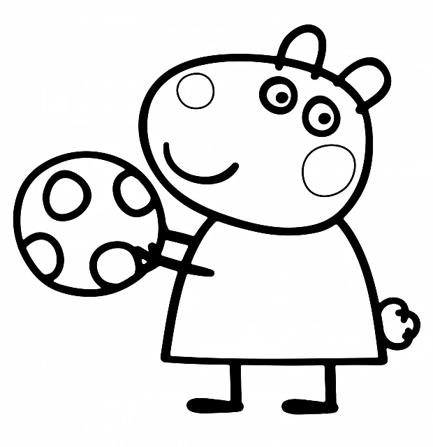Suzy Sheep holding a ball coloring page